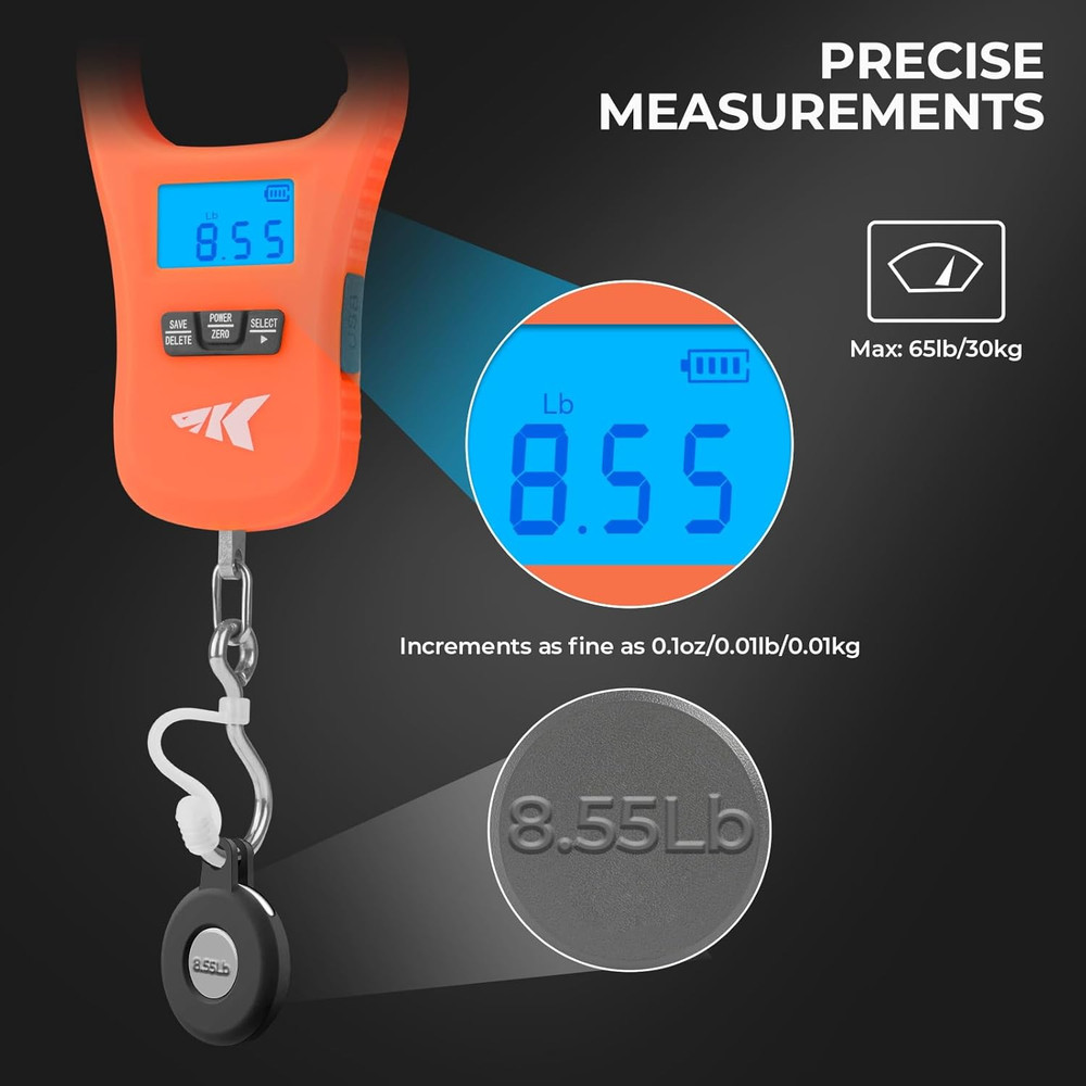 Toughtide Fishing Scale USB Charging 65Lb Capacity Ultra-Thin
