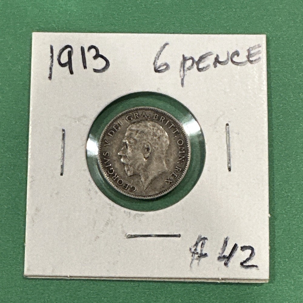 1913 Great Britain 6 Pence Silver