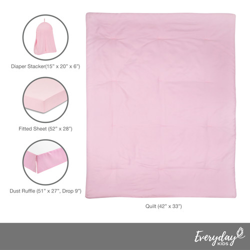 Everyday Kids Pink 4 Piece Crib Bedding Set