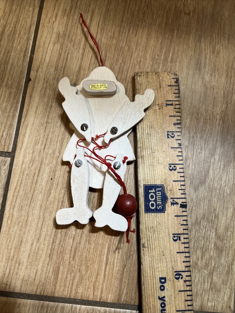 Vintage Jumping Jack Pull String Wood Puppet Ornament ocb1