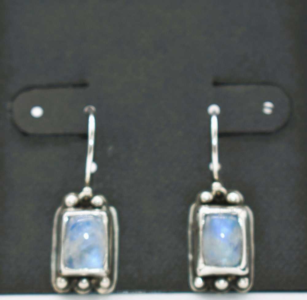 Rainbow Moonstone Sterling Silver Drop/Dangle Earrings by Ryan Schoolfield