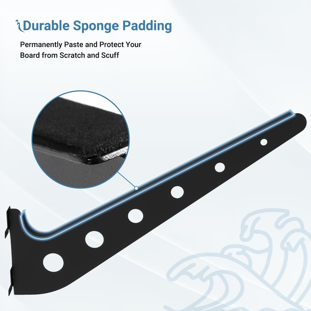 Adjustable Surfboard Rack, Metal Wall Mount for 4 Boards, Horizontal Display ...