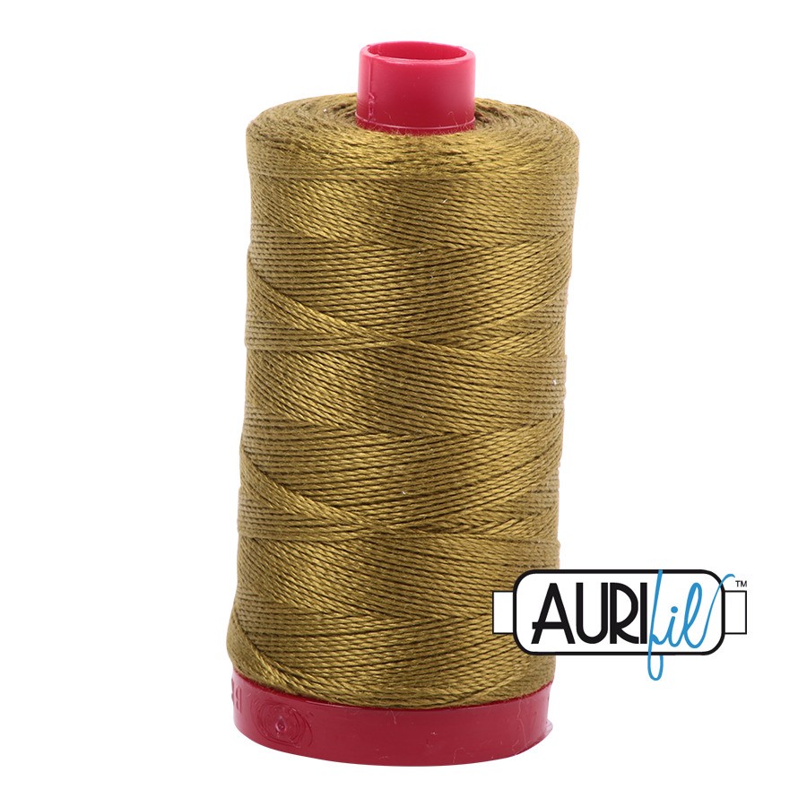 Medium Olive 2910 | 12wt Large Spool 325M / 356Y | Aurifil