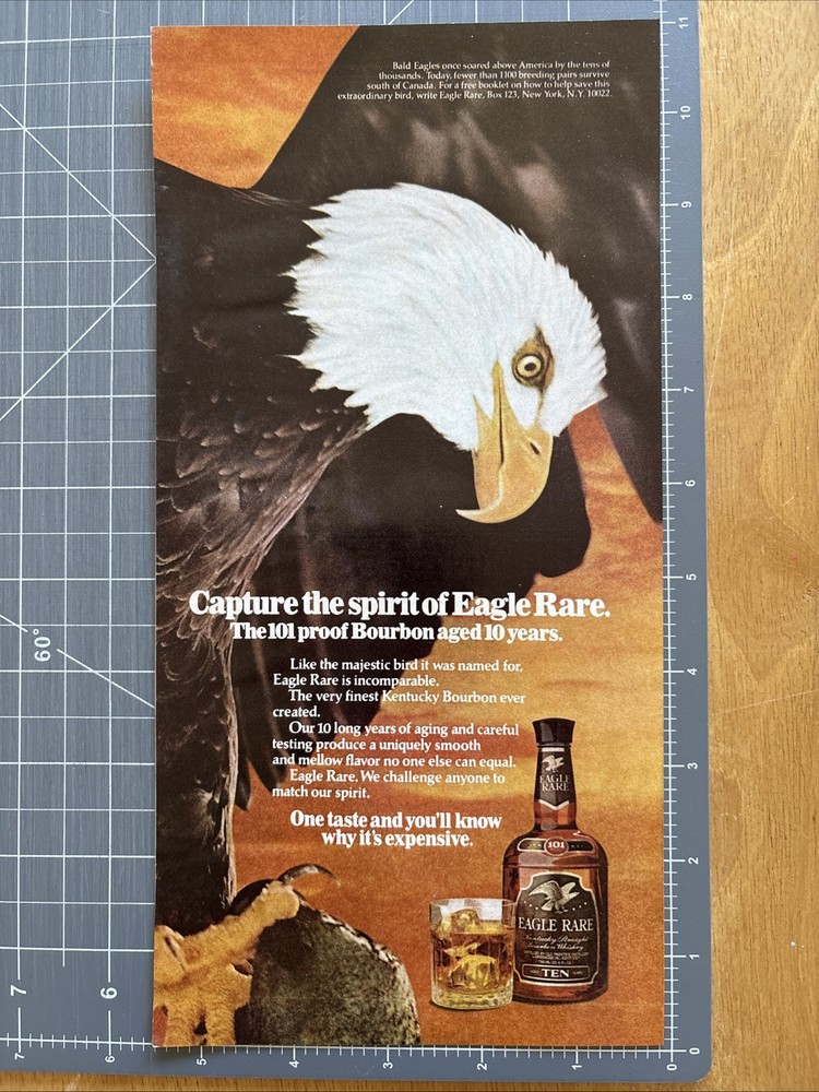 1980 Print Ad Eagle Rare Bourbon Whiskey American Bald Eagle