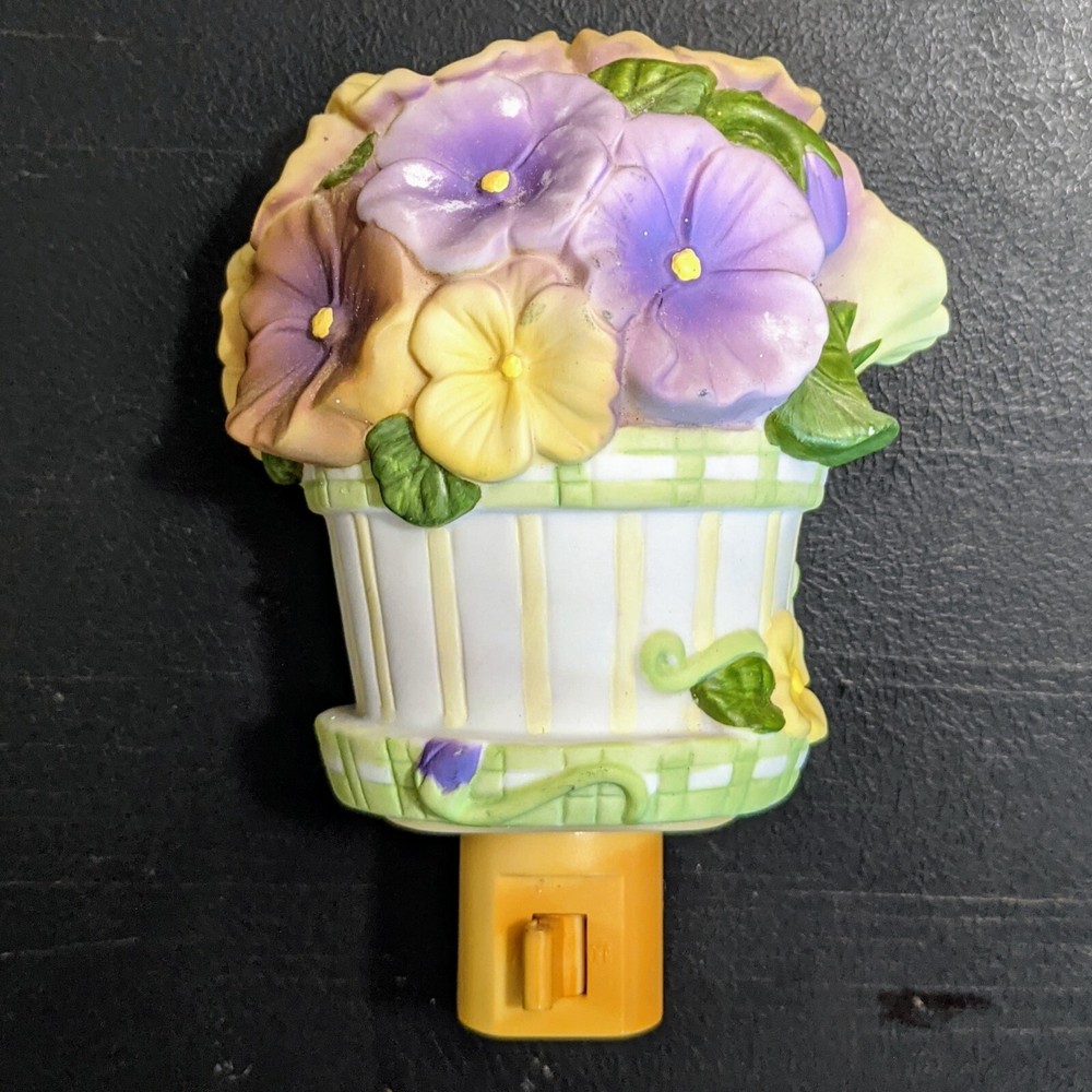 Vintage Bisque Pansy Basket Nightlight