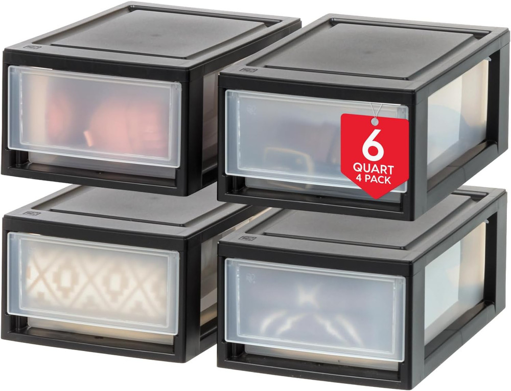 IRIS USA 6 Qt. Small Plastic Stacking Drawer, Stackable Storage Organizer Unit w