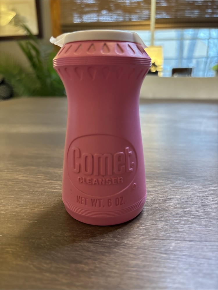 Comet Pink Cleanser Vintage Plastic 6 Oz. Container Full Display