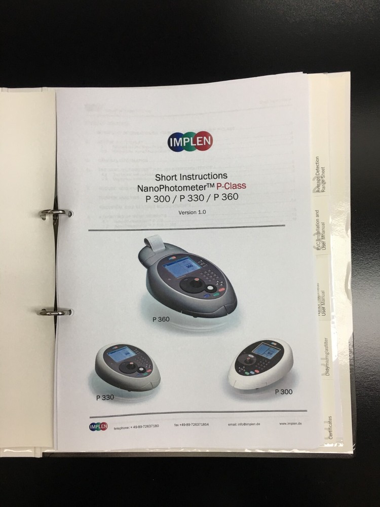 IMPLEN NanoPhotometer P-Class Manual