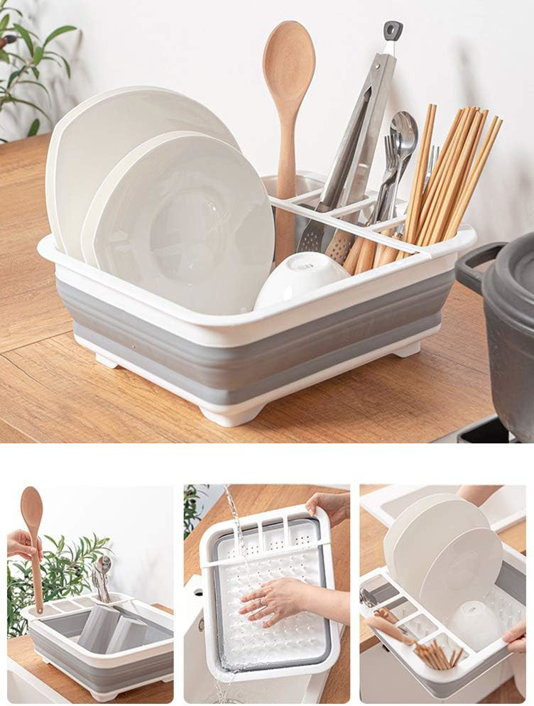 Collapsible Dish Drying Rack Portable Drainer Organizer for Kitchen & RV Storage