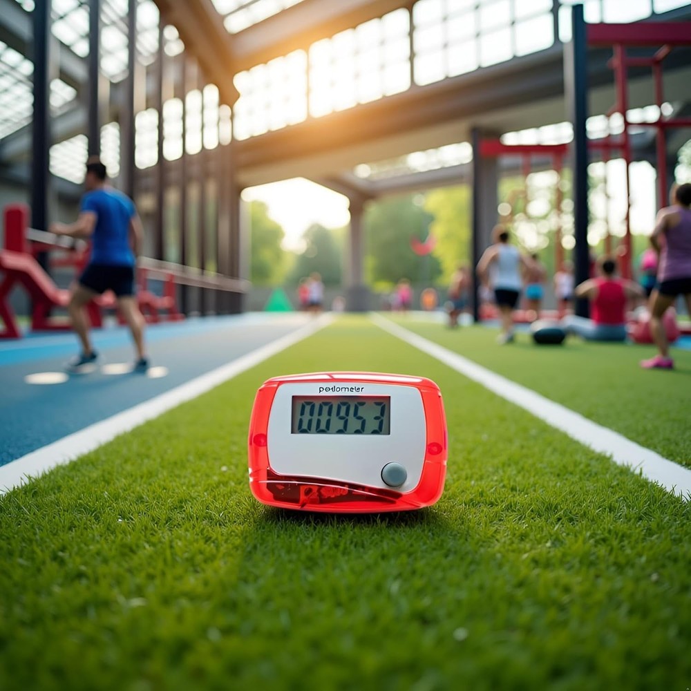 Lightweight Red Pedometer: Track Steps, Calories, and Exercise Time Effortlessly