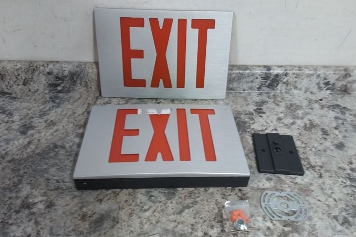 Lithonia Lighting LENY 3 R EL 120/277VAC Red Text LED Exit Sign