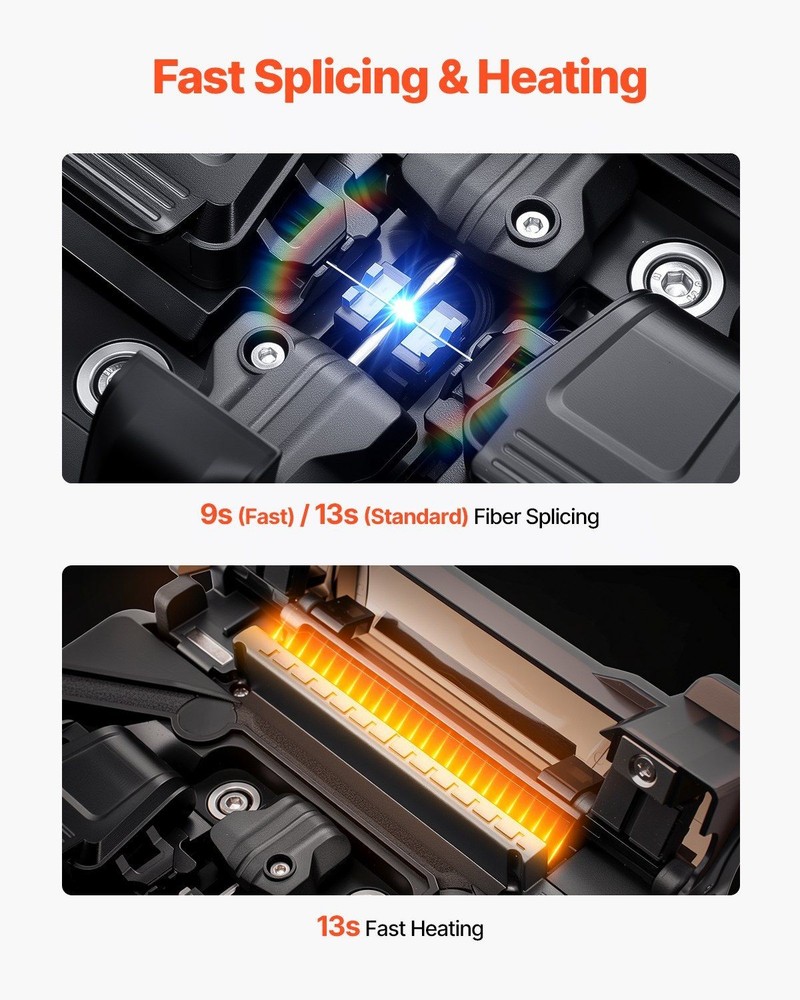 Fiber Splicer with Dual Axis Core Alignment 6 Motor 5 Inch LCD System