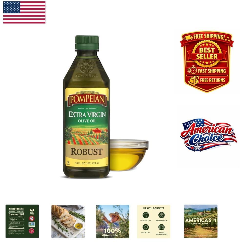 Imported First Cold Pressed Robust Extra Virgin Olive Oil - 16 Fl Oz, Kosher