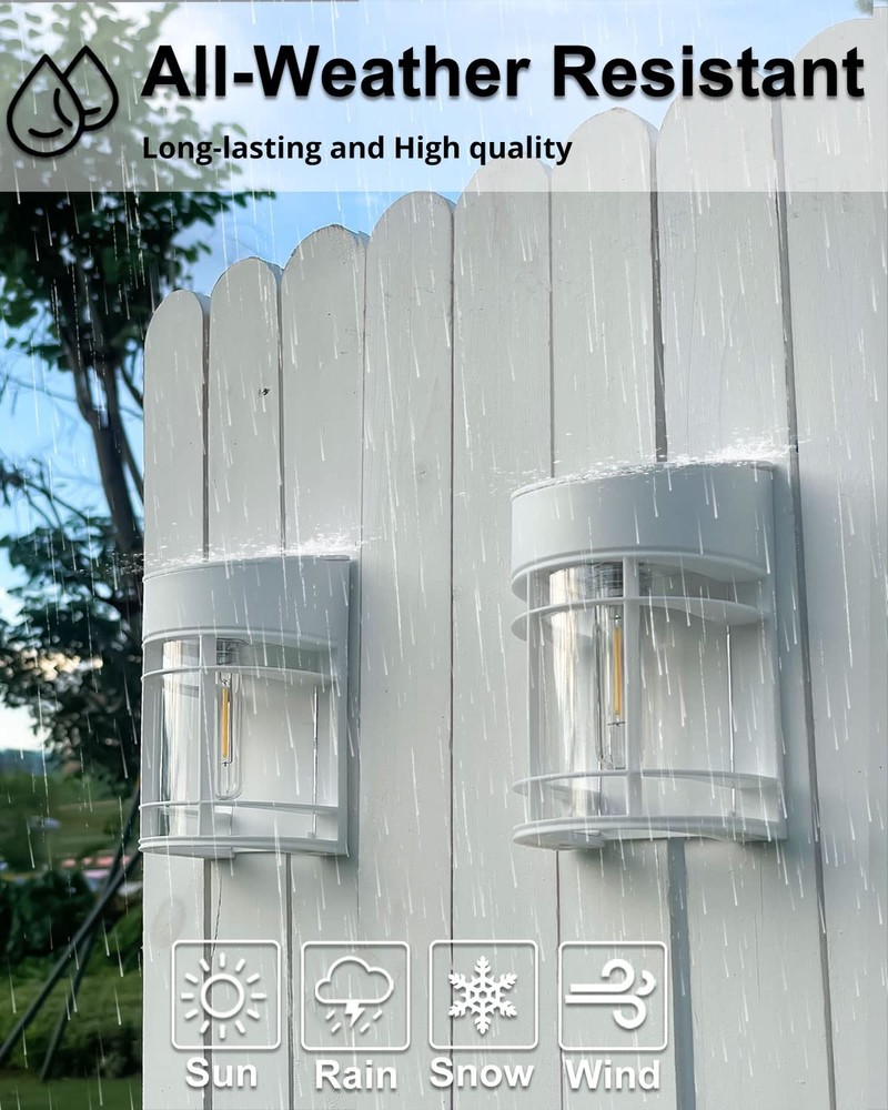 DOESLAG Solar Fence Lights, 8 Pack Deck Light Powered, 8 Pack, White