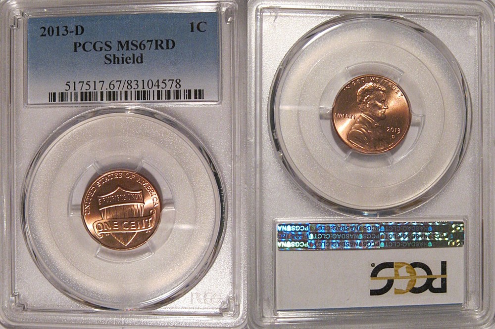 2013 D Lincoln SHIELD Cent 1c PCGS MS67RD