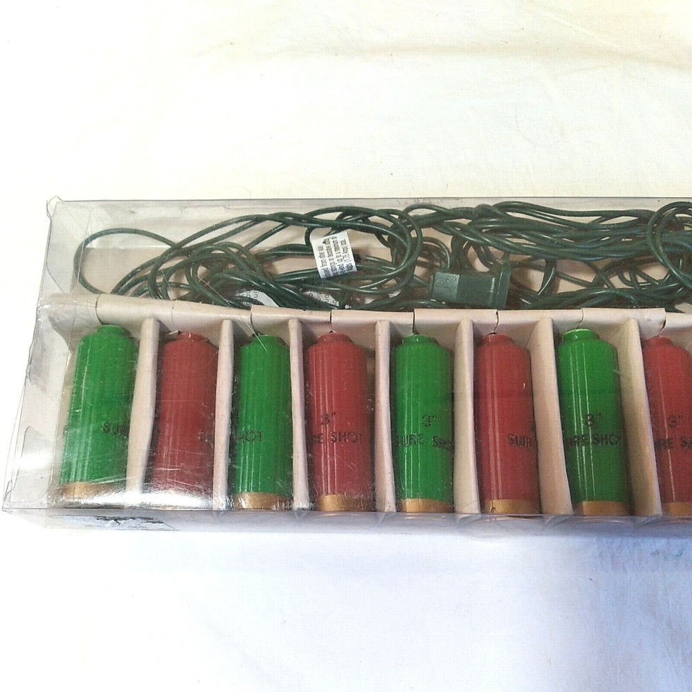 Hunter Shotgun Shell Christmas Tree Mantel Lights 10 Shells Cabin Mancave Decor