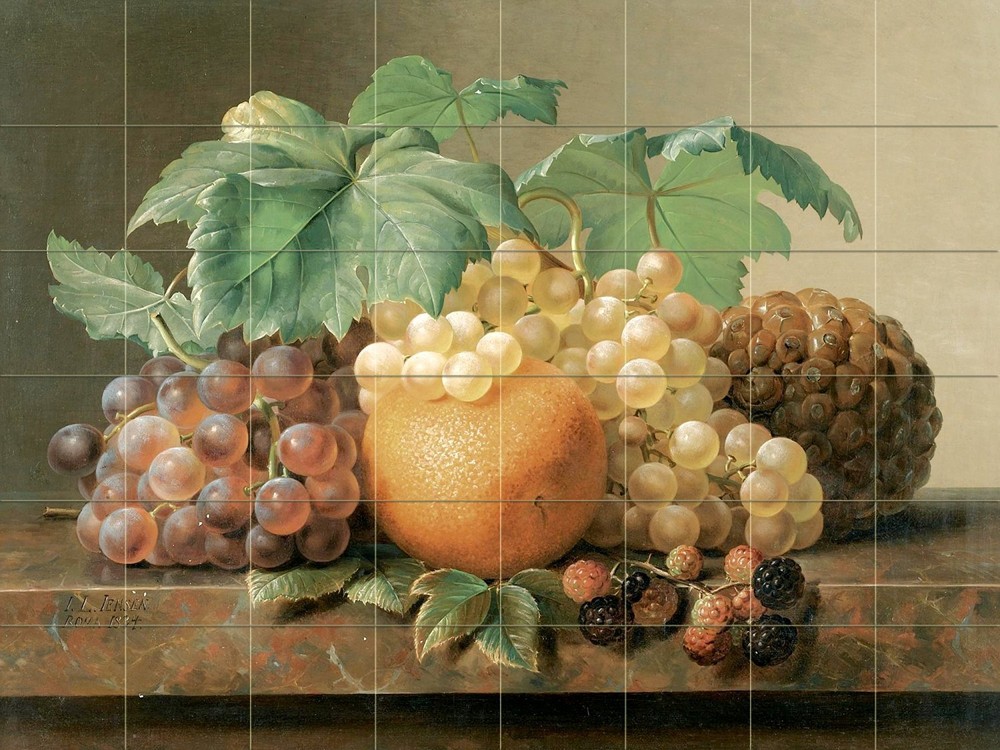 GRAPES BLACKBERRIES ORANGE Tile Mural Kitchen Bathroom Wall Backsplash 34x25.5