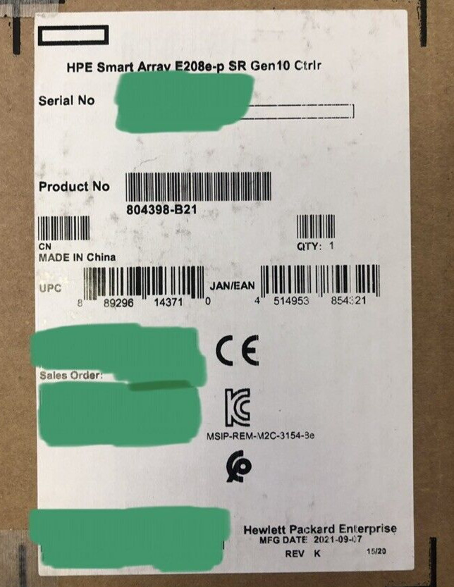 HPE E208e-p Smart Array SR Gen10/Plus/V2 RAID/HBA External Adapter PCIe New Pull