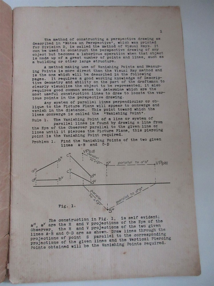 Notes on Perspective Drawing for Division C booklet RPI Troy, NY
