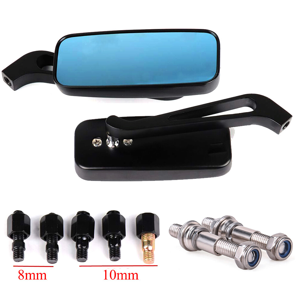 Rectangle Rearview Mirrors Black For Harley Davidson Softail Fat Bob 2018 2019