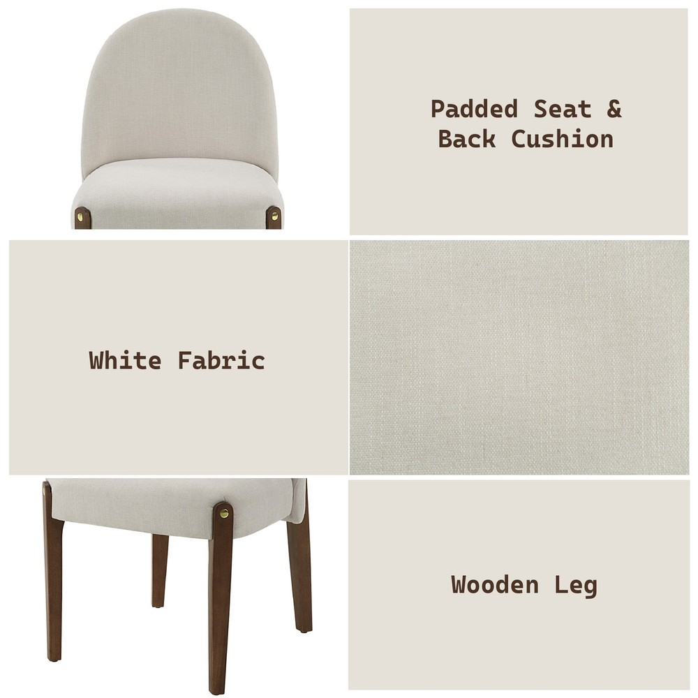Gamarya White Fabric & Oak Finish Side Chair