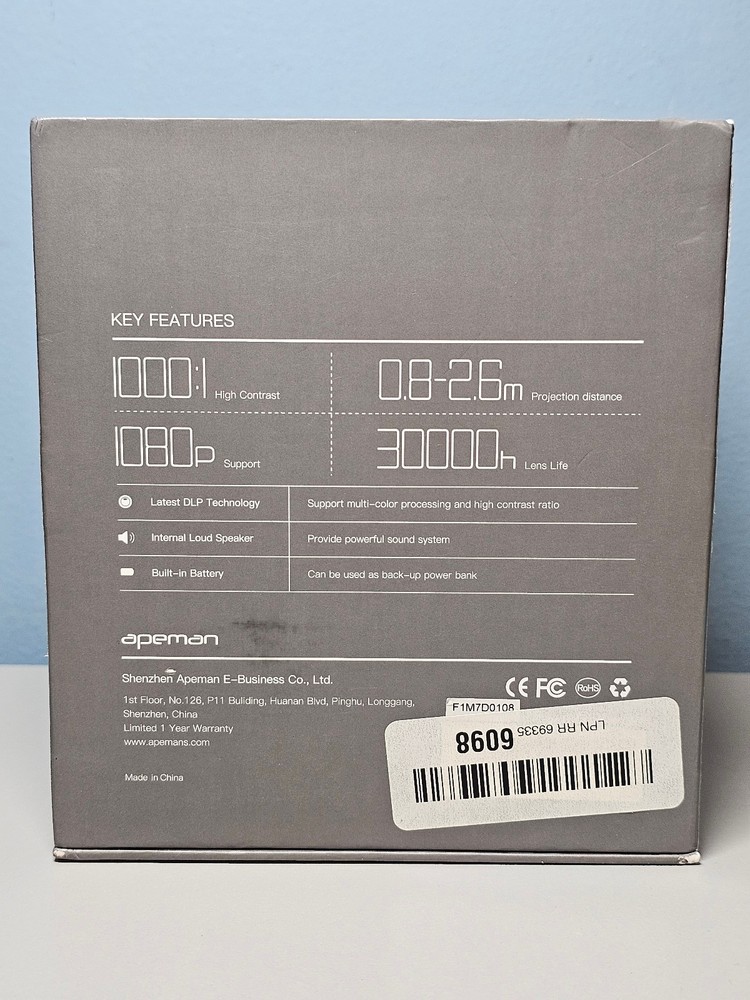 Apeman M7 Projector - 1080p -DLP Technology - Bluetooth - .8-2.6m Projection