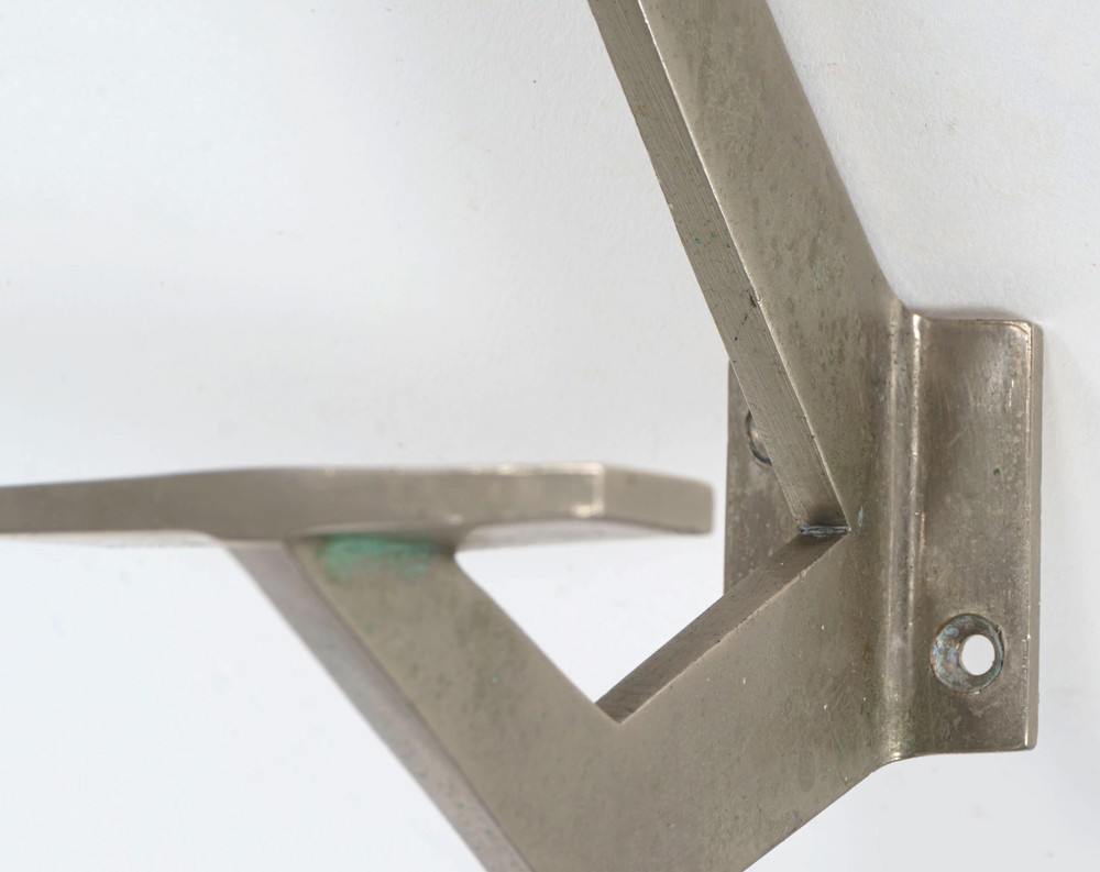 Original 1940s French Angular Art Deco Plated Bronze Wall Coat Hook