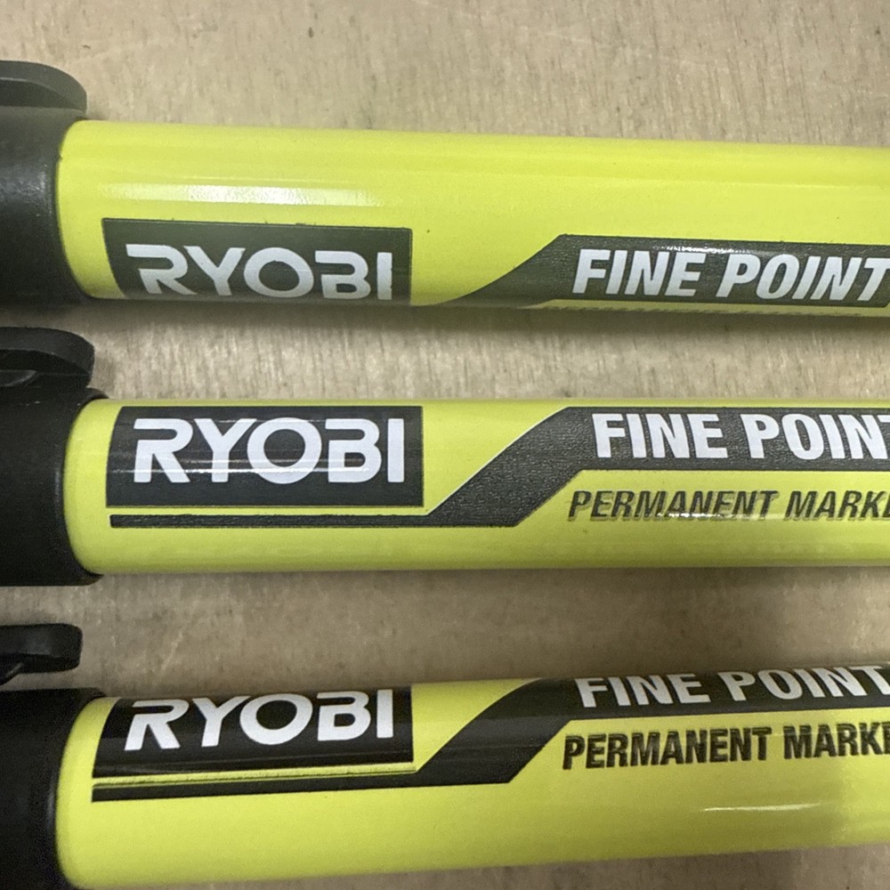 3 NEW RYOBI Black Durable Precise Fine Point Permanent Workshop Marker