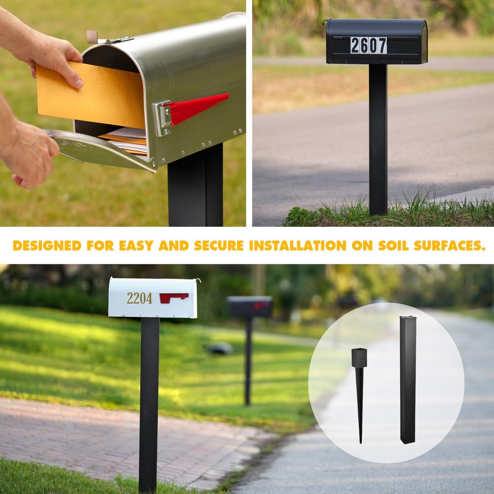 BTRAM Heavy Duty Mailbox Post, 43" InGround Mounting Post for Use with Mailbo...