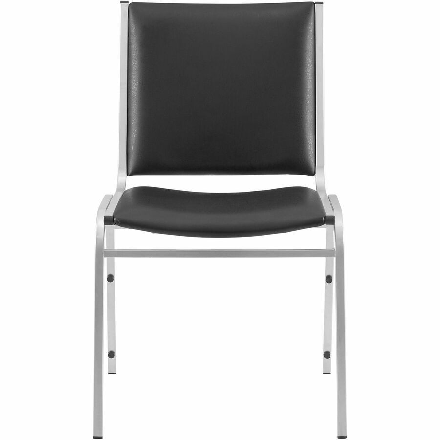 Lorell LLR62502 Padded Armless Stacking Chair Black Vinyl