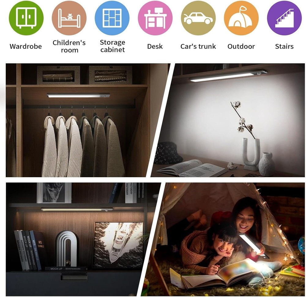 Under Cabinet Lighting, Equipped with Motion Sensor, Rechargeable Battery Operat