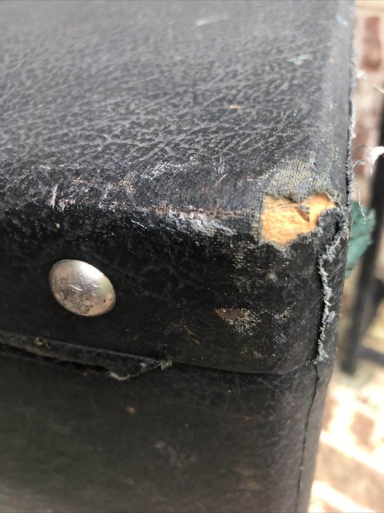 Antique Train Travel Case Black w/Key As Is