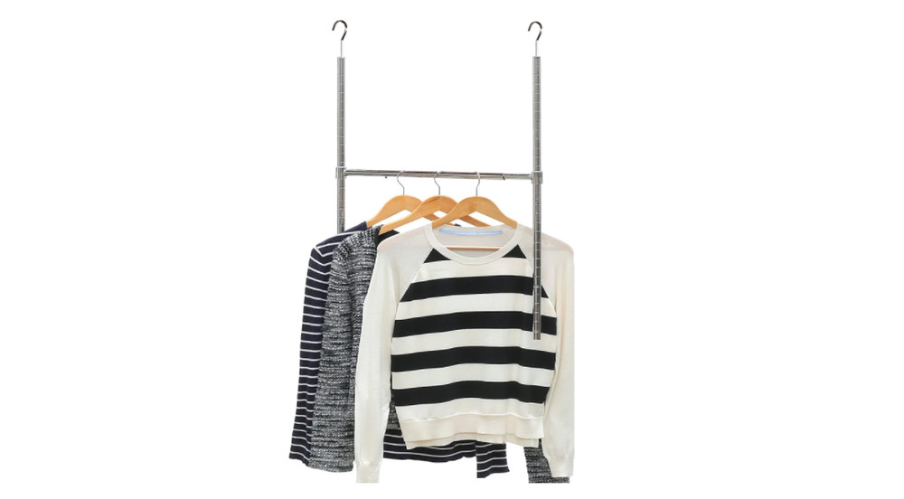 Closet Hanger Rod Adjustable Hanging Clothes Organizer Elegant Design Bar Chrome
