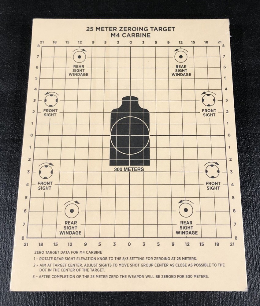 Military Issue 25 Meter Zeroing Target - USMC, Army Range Target (100 Count)