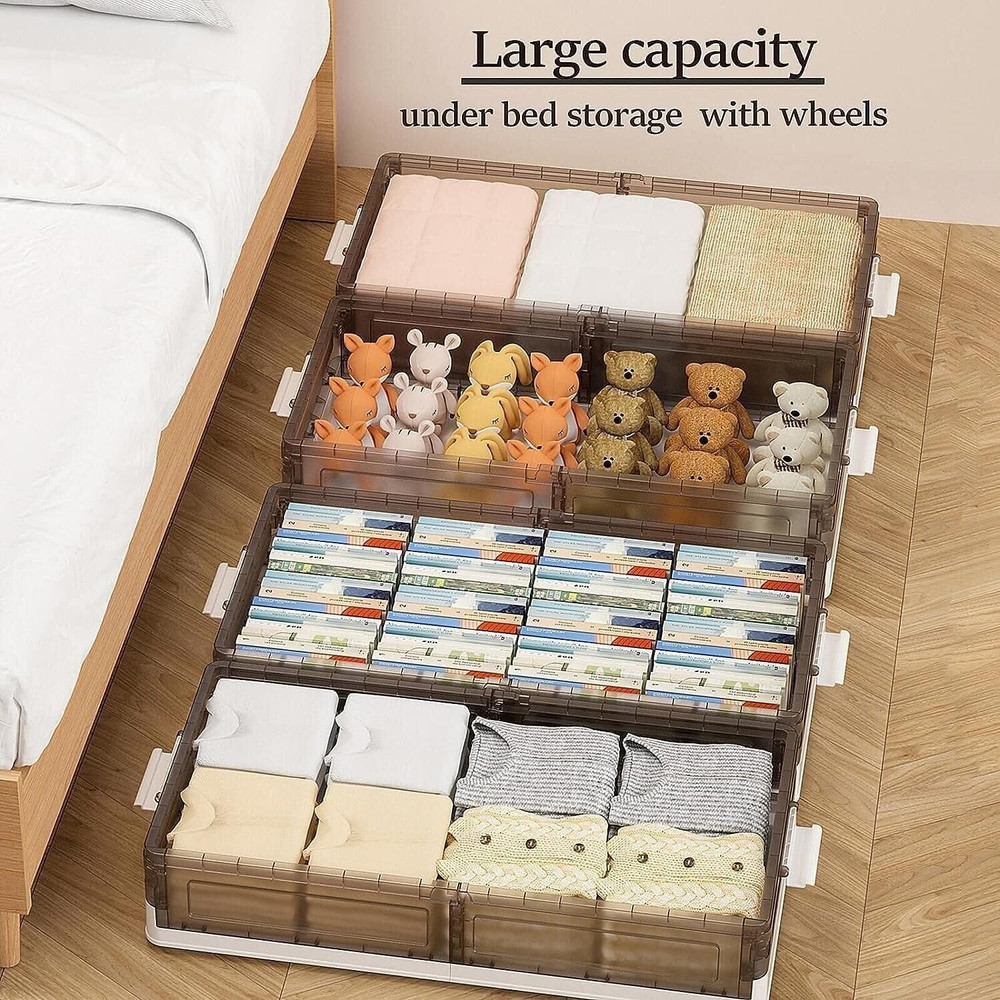 Under Bed Storage Containers, Stackable under Bed Rolling Storage Plastic Contai