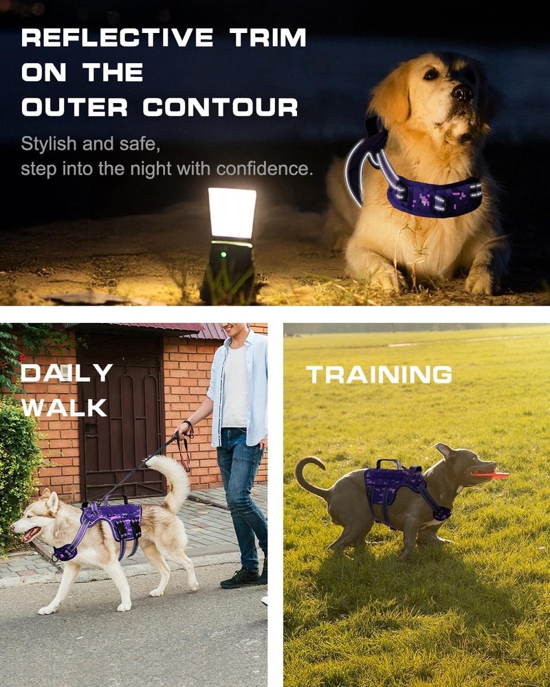 Tactical Dog Harness Medium Sized, Heavy Duty No Pull Dog Harness with Handle...