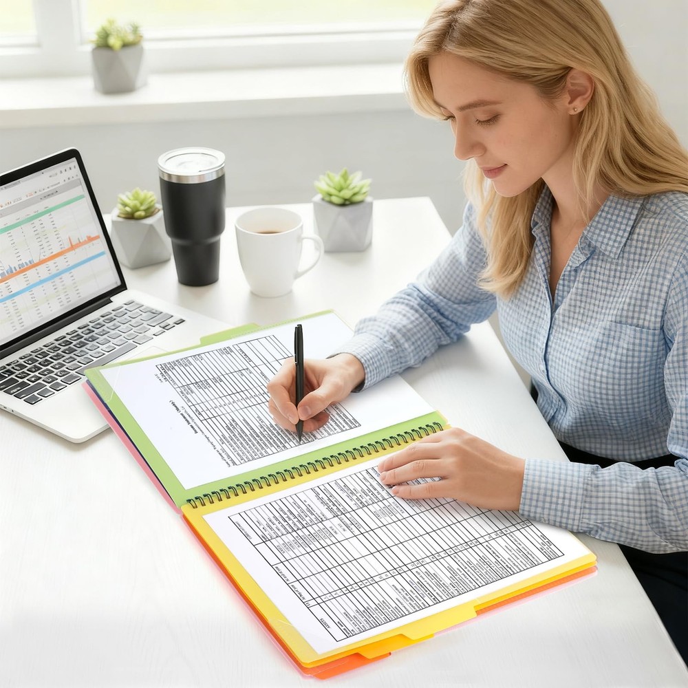 12 Pocket Poly Project Organizer, Spiral Binder Organizer Multi Pocket Folder...