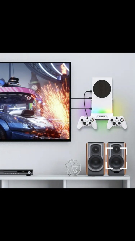 Xbox Series S Wall Mount With Cooling Fan System LED Lights an Controller Holder