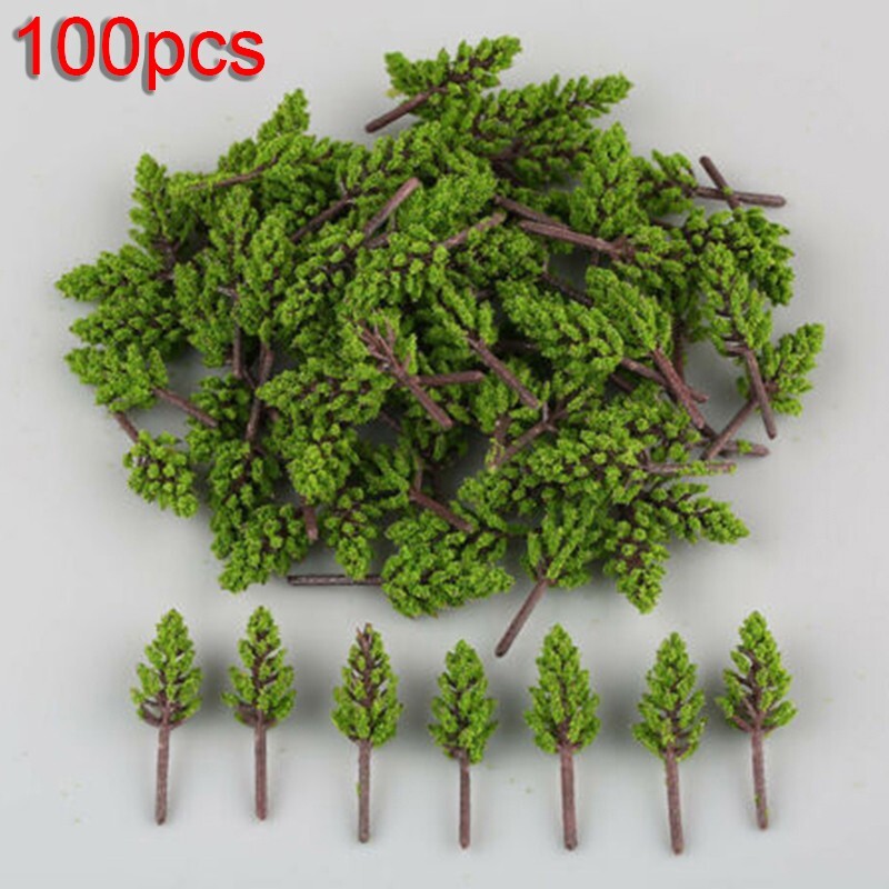 100pcs Mini Lifelike Props Model Trees Simulation Train Street Scenery Layout