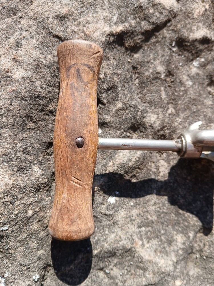 Antique Wooden Handle Steel Corkscrew 1920s Era
