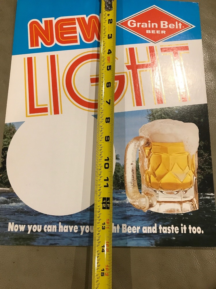 Vintage 1981 Grain Belt Light Cardboard Countertop Display Sign