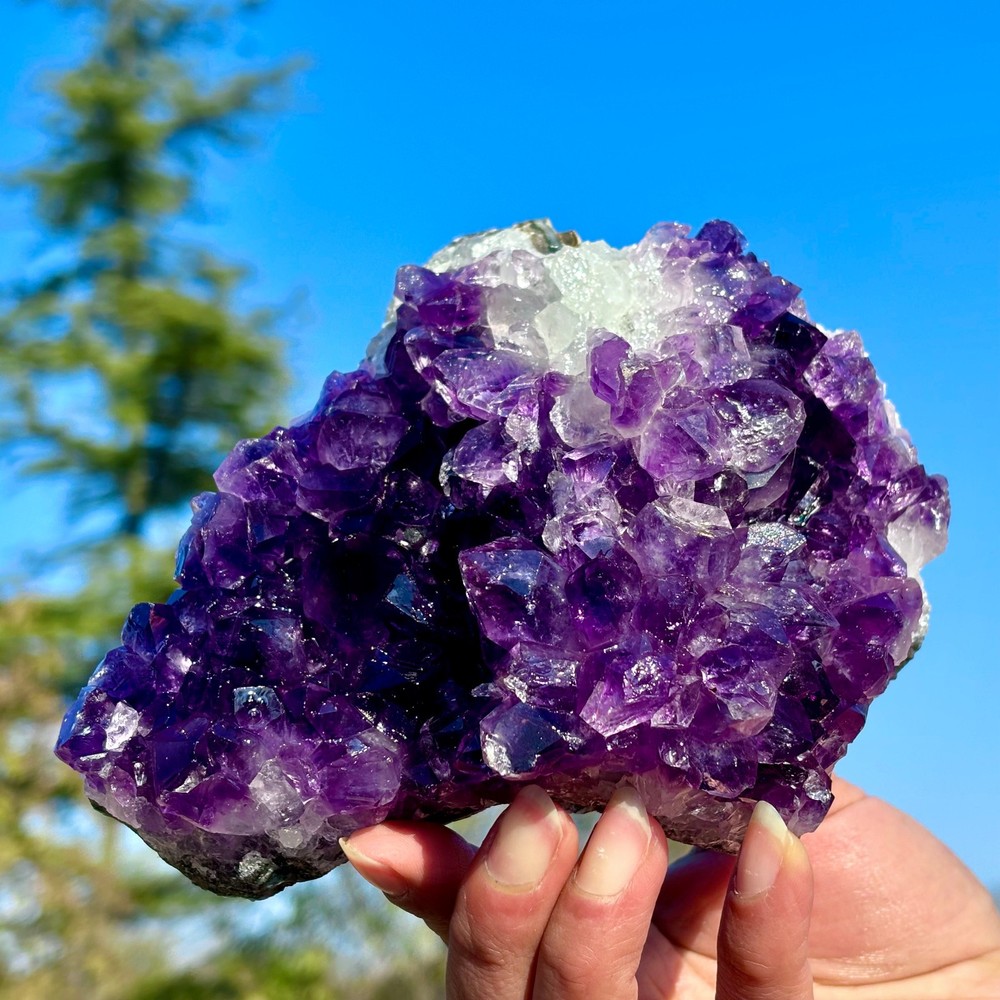 1.98LB Natural Amethyst geode quartz cluster crystal specimen Healing