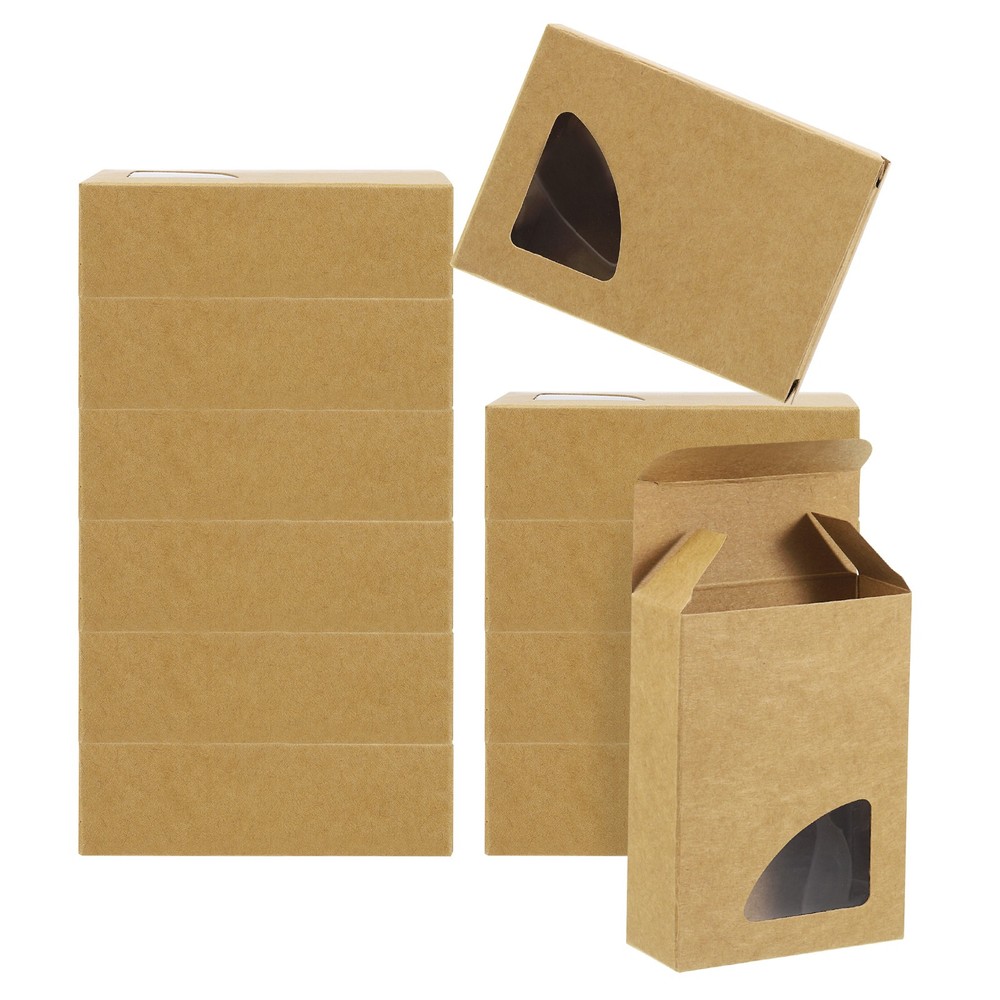 40 Pack 3.8x2.8x1.2" Paper Soap Box with Window Soap Boxes Triangle Brown