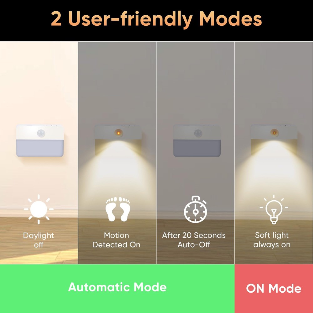 Motion Sensor Night Light for Indoor: 6 Pack Rechargeable Stair Lights LED 35...