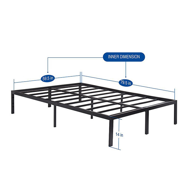 Queen Size Bed Frame Steel Slat Heavy Duty Plus No Box Spring Needed Comfy Black