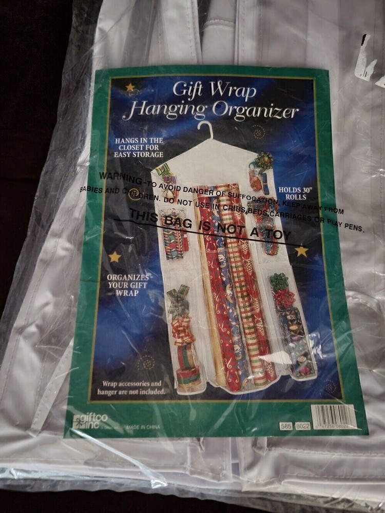 Gift wrap hanging organizer closet