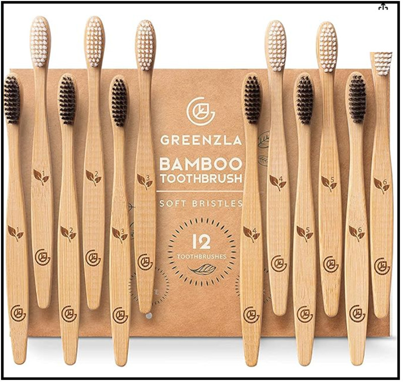 Bamboo Toothbrushes (12 Pack) | BPA Free Soft Bristles Eco-Friendly**