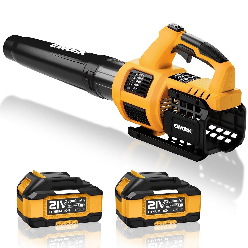 EWORK Cordless Leaf Blower, 21V Electric 1-Piece: Yellow