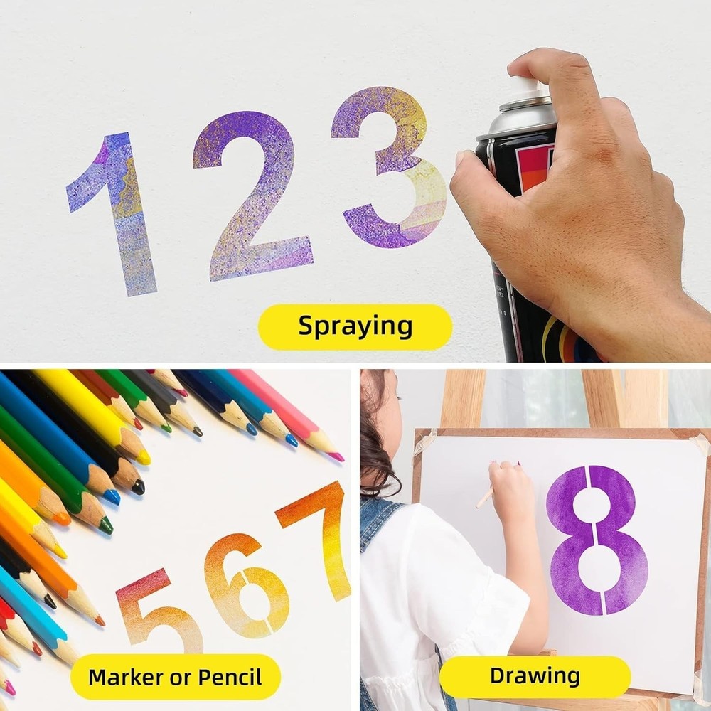 4-Inch Reusable Plastic Number Stencils for Creative DIY Projects