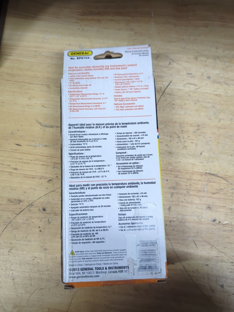 General EP8703 Calibratable 3-Function Psychrometer - NEW IN BOX!!